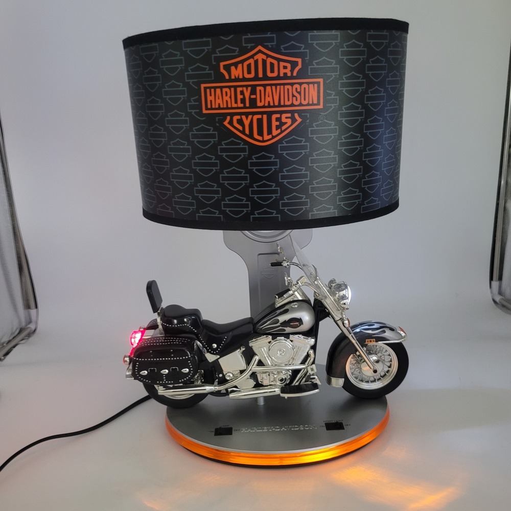 Harley Davidson Heritage Softail Motorcycle Lamp Night Light Sound Silver Black